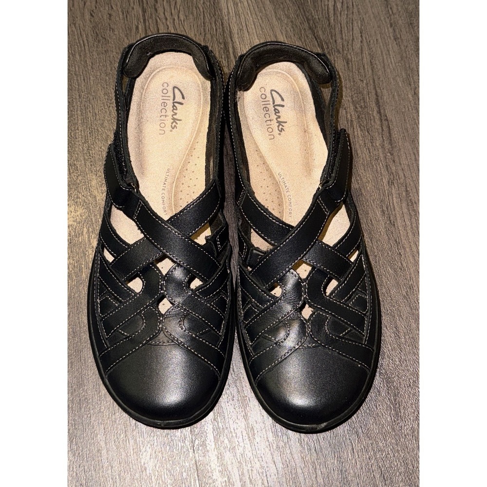 Clarks Collection Closed Toe Strappy Black Sandals~7.5M Adjustable Women's